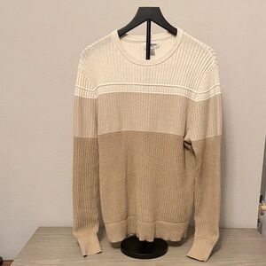 Goodfellow & Co Men's Beige and Cream Crewneck Sweater